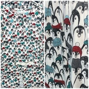 Sleep Sense M/L Penguin Christmas Cozy Holiday Stretch Lounge Sleep Pajama Set